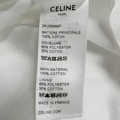 Celine Cotton 100% Logo Print Hat Bucket Hat White — view 8
