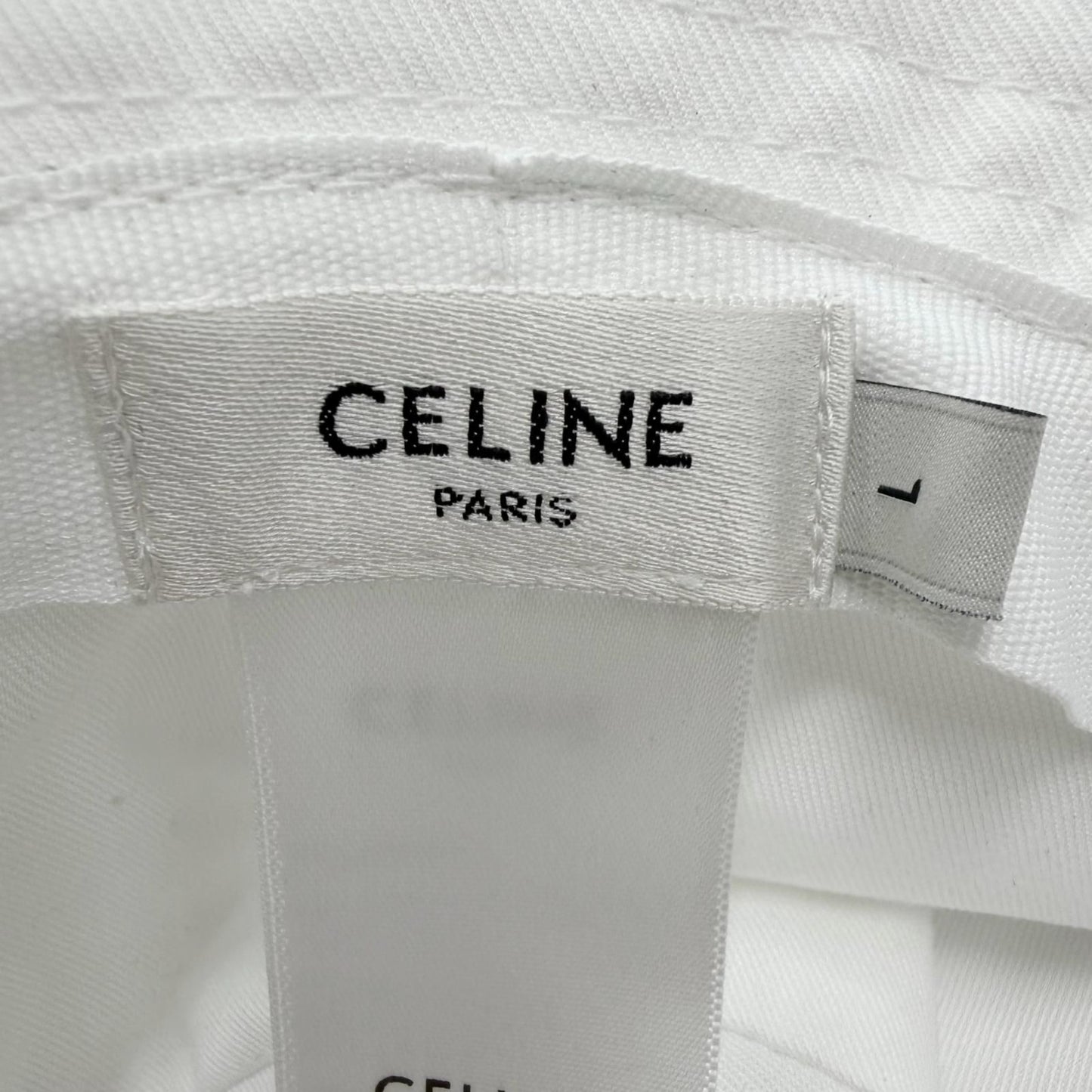 Celine Cotton 100% Logo Print Hat Bucket Hat White — view 7