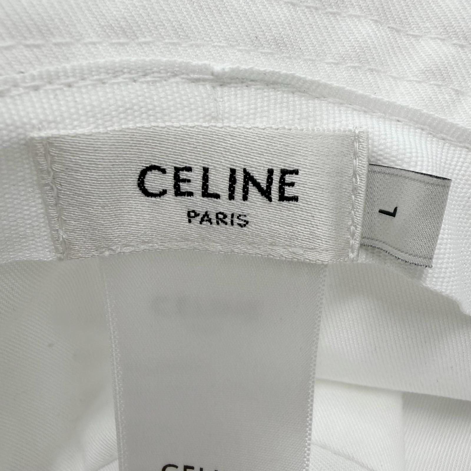 Celine Cotton 100% Logo Print Hat Bucket Hat White — view 7