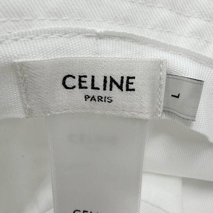 Celine Cotton 100% Logo Print Hat Bucket Hat White — view 7