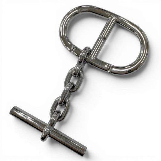 Hermes Logo Chaine D'ancre Bag Charm Key Holder Key Ring Silver Swiss