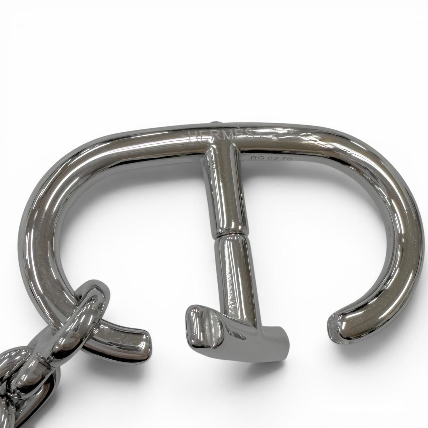 Hermes Logo Chaine D'ancre Bag Charm Key Holder Key Ring Silver Swiss — view 4