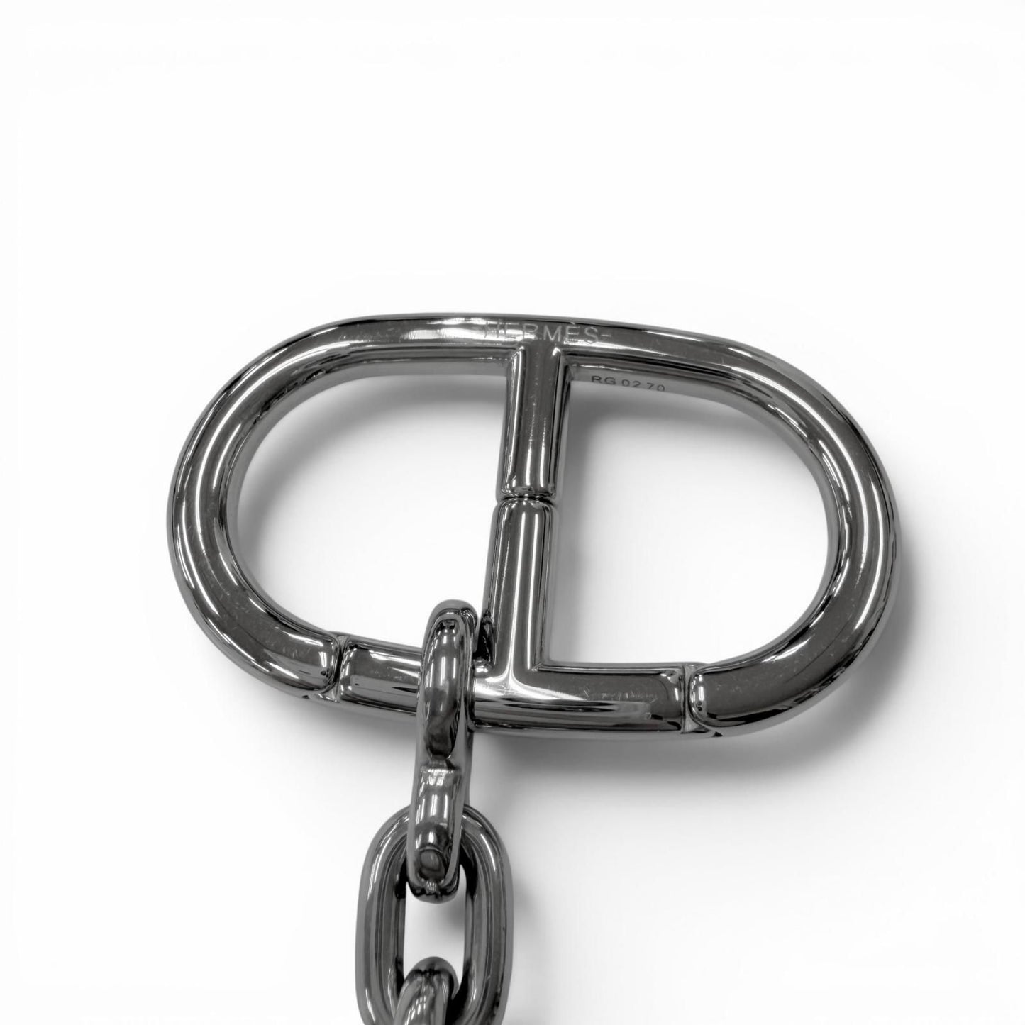 Hermes Logo Chaine D'ancre Bag Charm Key Holder Key Ring Silver Swiss — view 2
