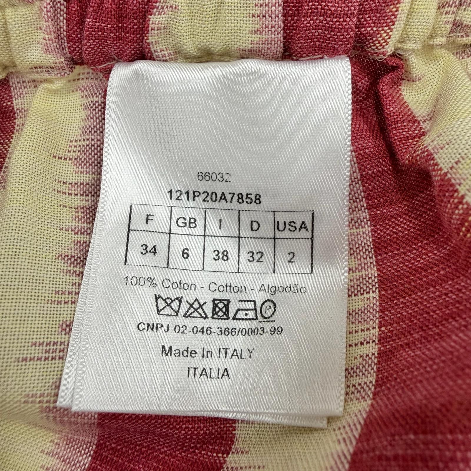 Dior Cotton 100% Striped Shorts Red Yellow 38 — view 7