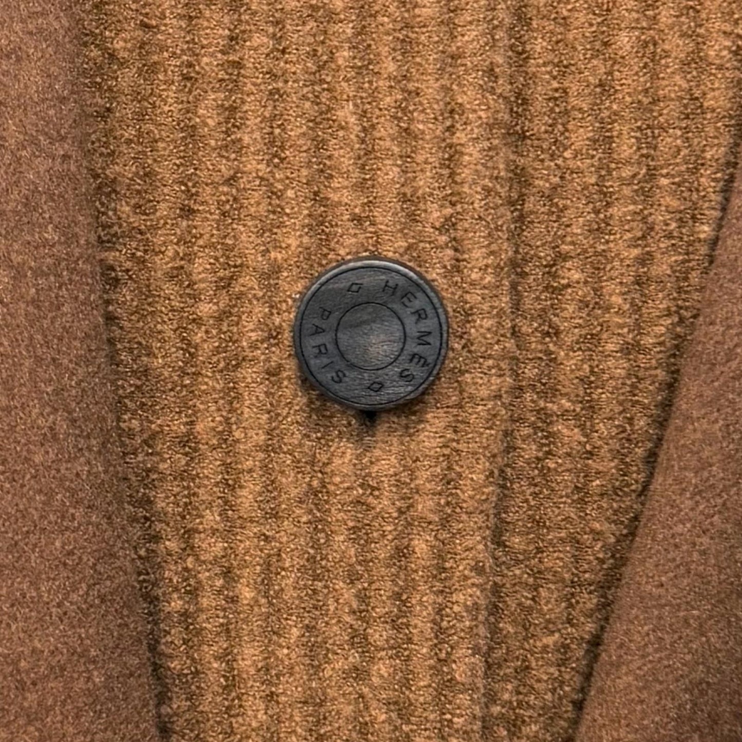 Hermes Cashmere Wool Blend Series Button with Belt Knit Contrast Footed Coat — view 6