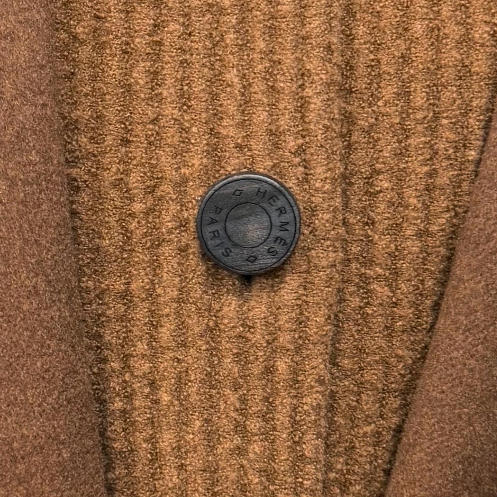 Hermes Cashmere Wool Blend Series Button with Belt Knit Contrast Footed Coat — view 6