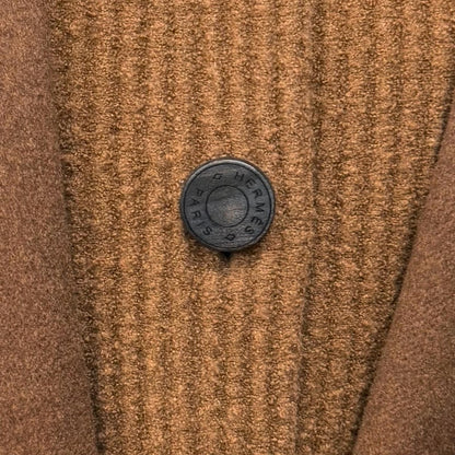 Hermes Cashmere Wool Blend Series Button with Belt Knit Contrast Footed Coat — view 6