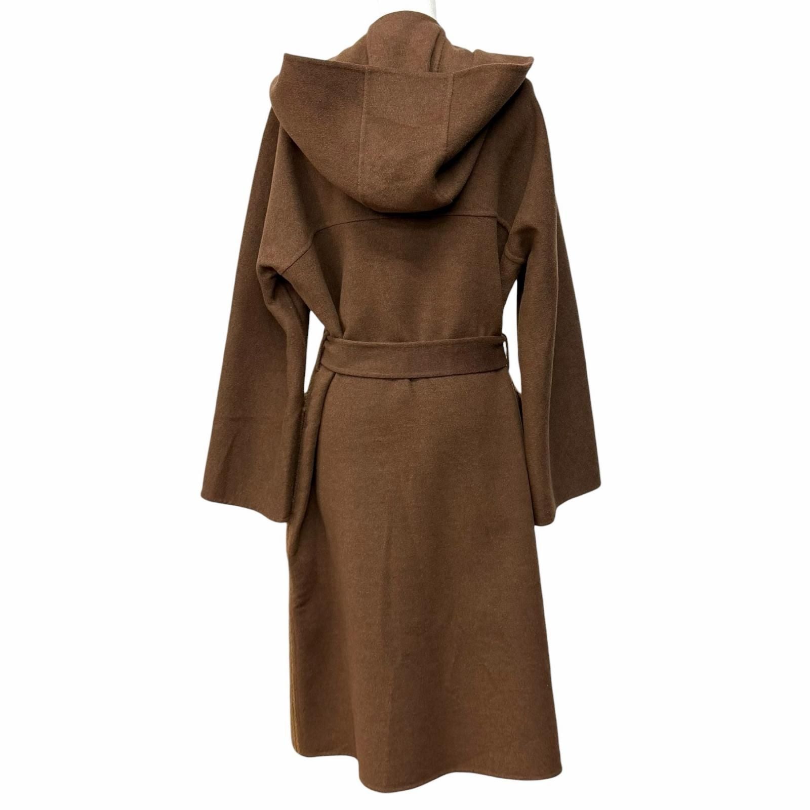 Hermes Cashmere Wool Blend Series Button with Belt Knit Contrast Footed Coat — view 3