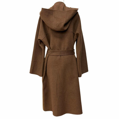 Hermes Cashmere Wool Blend Series Button with Belt Knit Contrast Footed Coat — view 3