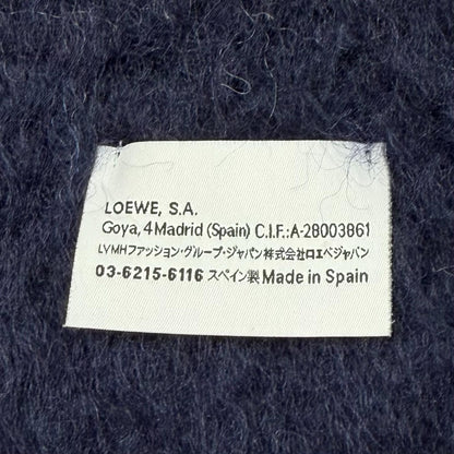 Loewe Mohair Wool Blend Leather Anagram Logo Patch Border Pattern Fringe Scarf — view 6