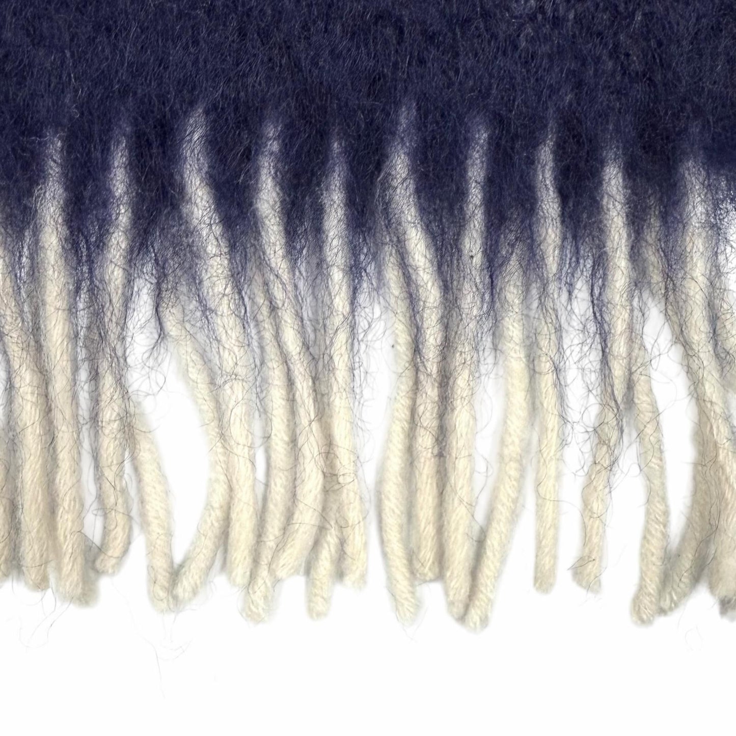 Loewe Mohair Wool Blend Leather Anagram Logo Patch Border Pattern Fringe Scarf — view 4