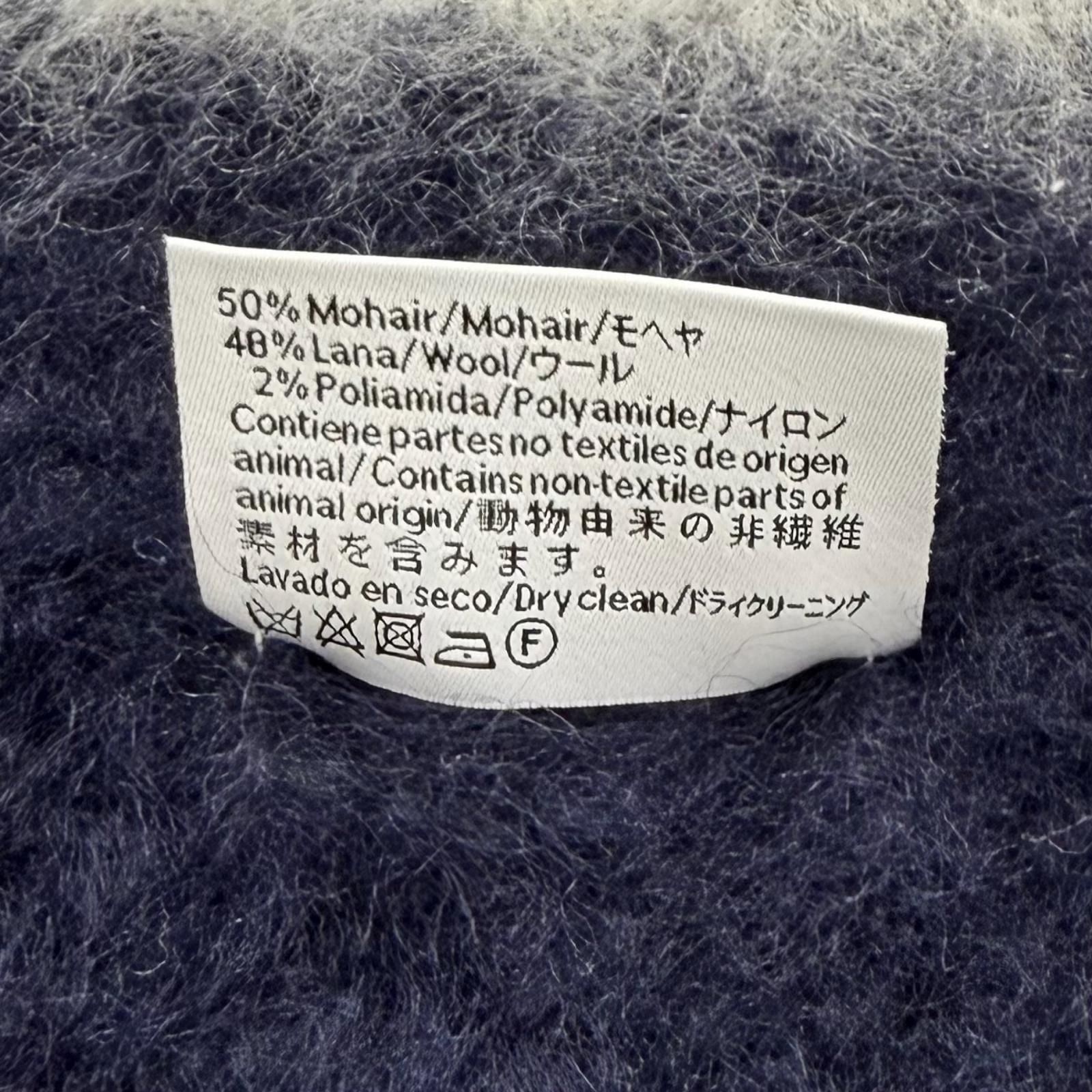 Loewe Mohair Wool Blend Leather Anagram Logo Patch Border Pattern Fringe Scarf — view 7