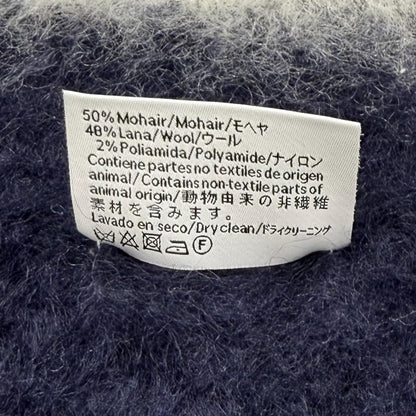 Loewe Mohair Wool Blend Leather Anagram Logo Patch Border Pattern Fringe Scarf — view 7