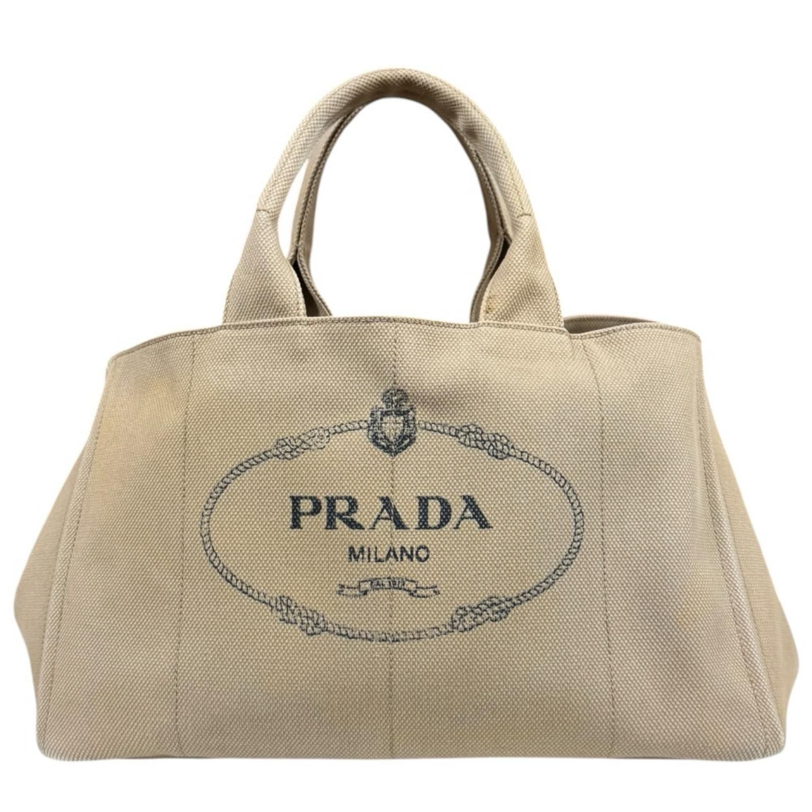 Prada Canapa Tote L Handbag Canvas Beige