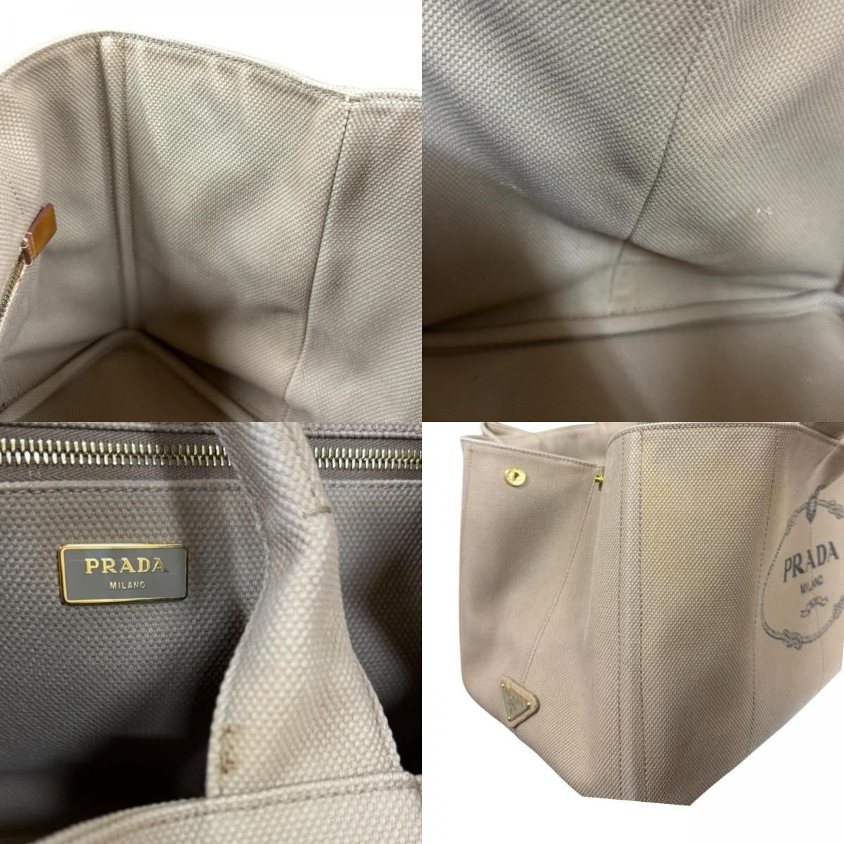 Prada Canapa Tote L Handbag Canvas Beige — view 9