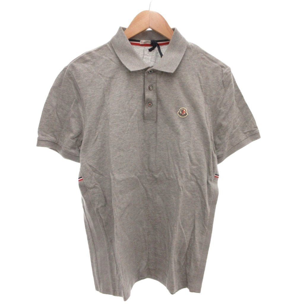 Moncler Maglia Polo Manica Corta Shirt Short Sleeve Pique Logo Embroidery L Gray