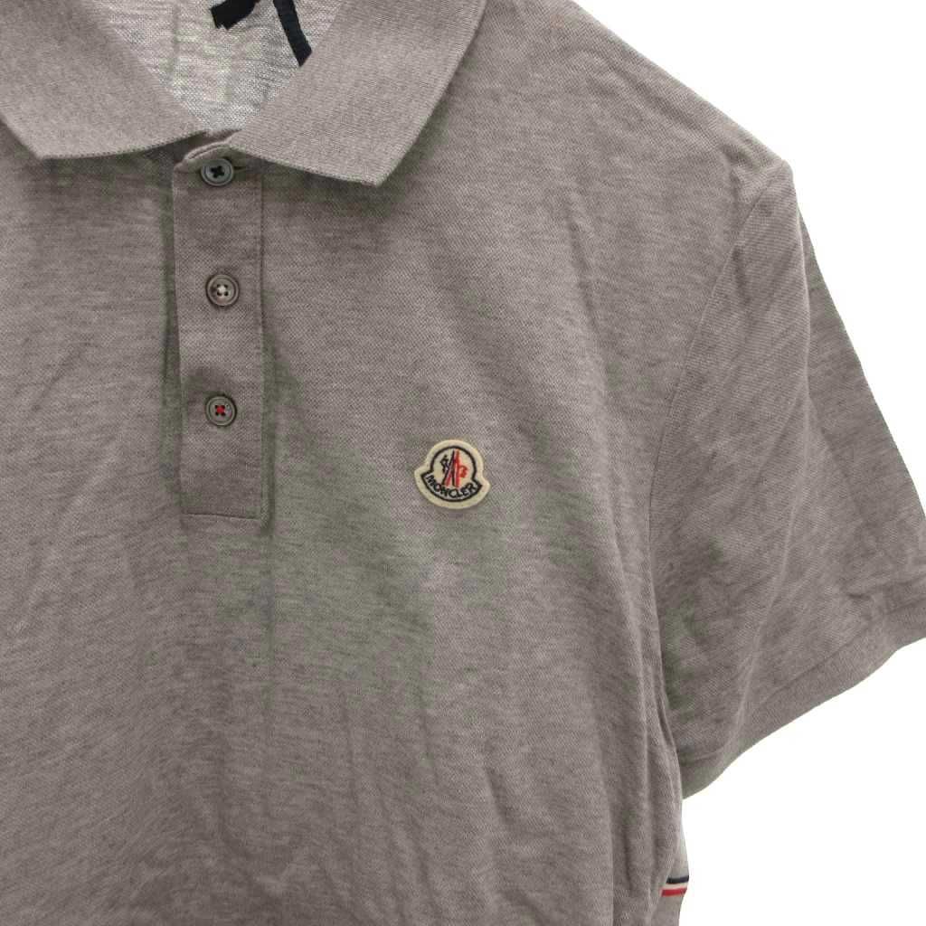 Moncler Maglia Polo Manica Corta Shirt Short Sleeve Pique Logo Embroidery L Gray — view 3
