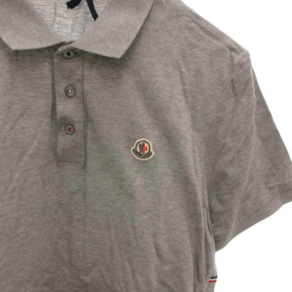 Moncler Maglia Polo Manica Corta Shirt Short Sleeve Pique Logo Embroidery L Gray — view 3