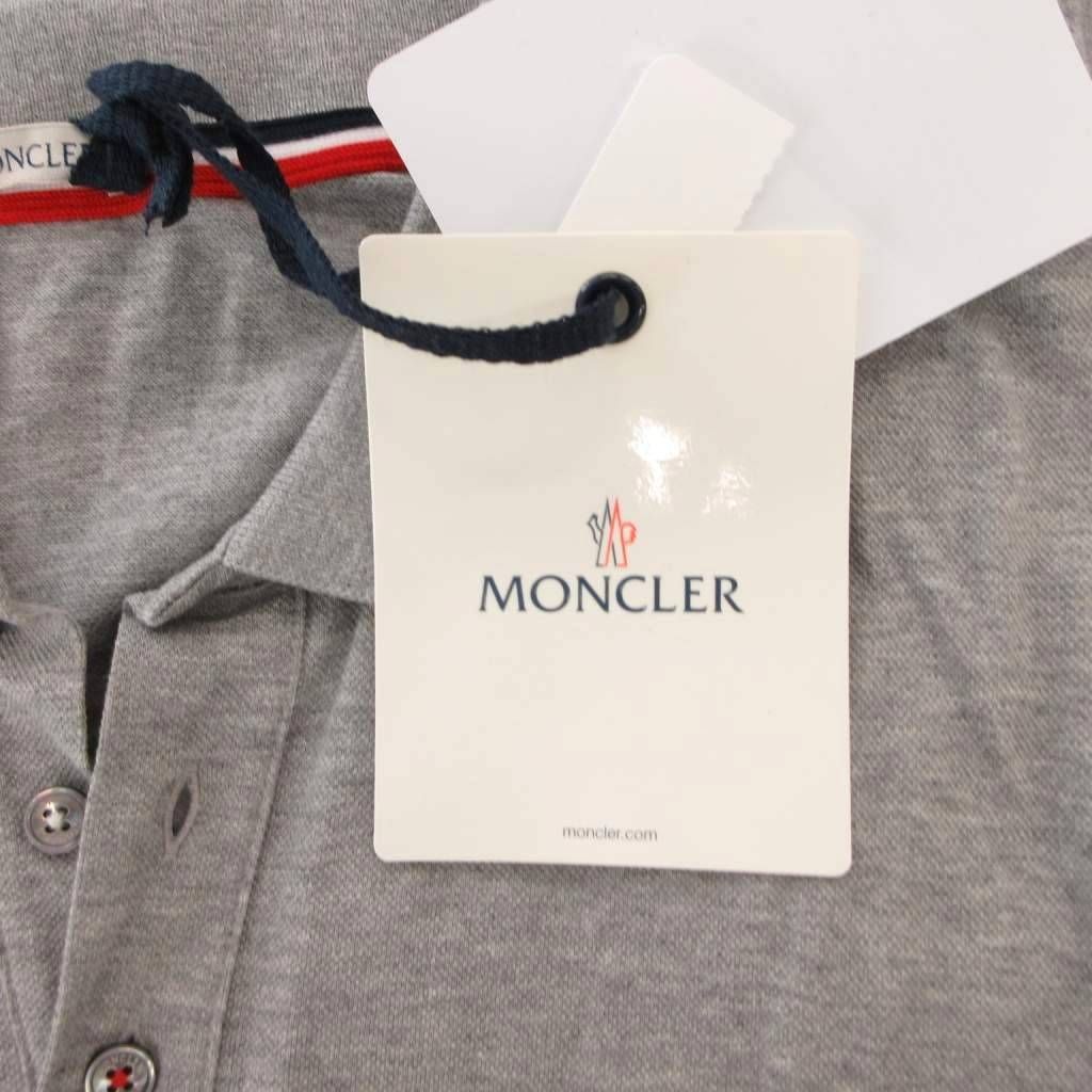 Moncler Maglia Polo Manica Corta Shirt Short Sleeve Pique Logo Embroidery L Gray — view 4