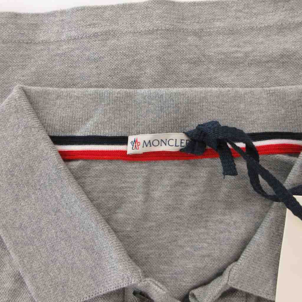 Moncler Maglia Polo Manica Corta Shirt Short Sleeve Pique Logo Embroidery L Gray — view 5