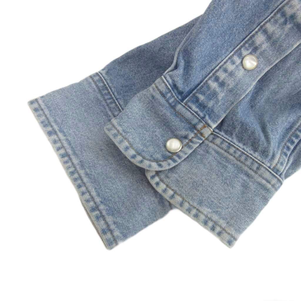 Balenciaga Logo Embroidered Snap Denim Shirt Oversize Long Sleeve 38 Blue — view 5