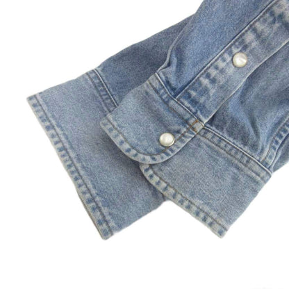 Balenciaga Logo Embroidered Snap Denim Shirt Oversize Long Sleeve 38 Blue — view 5