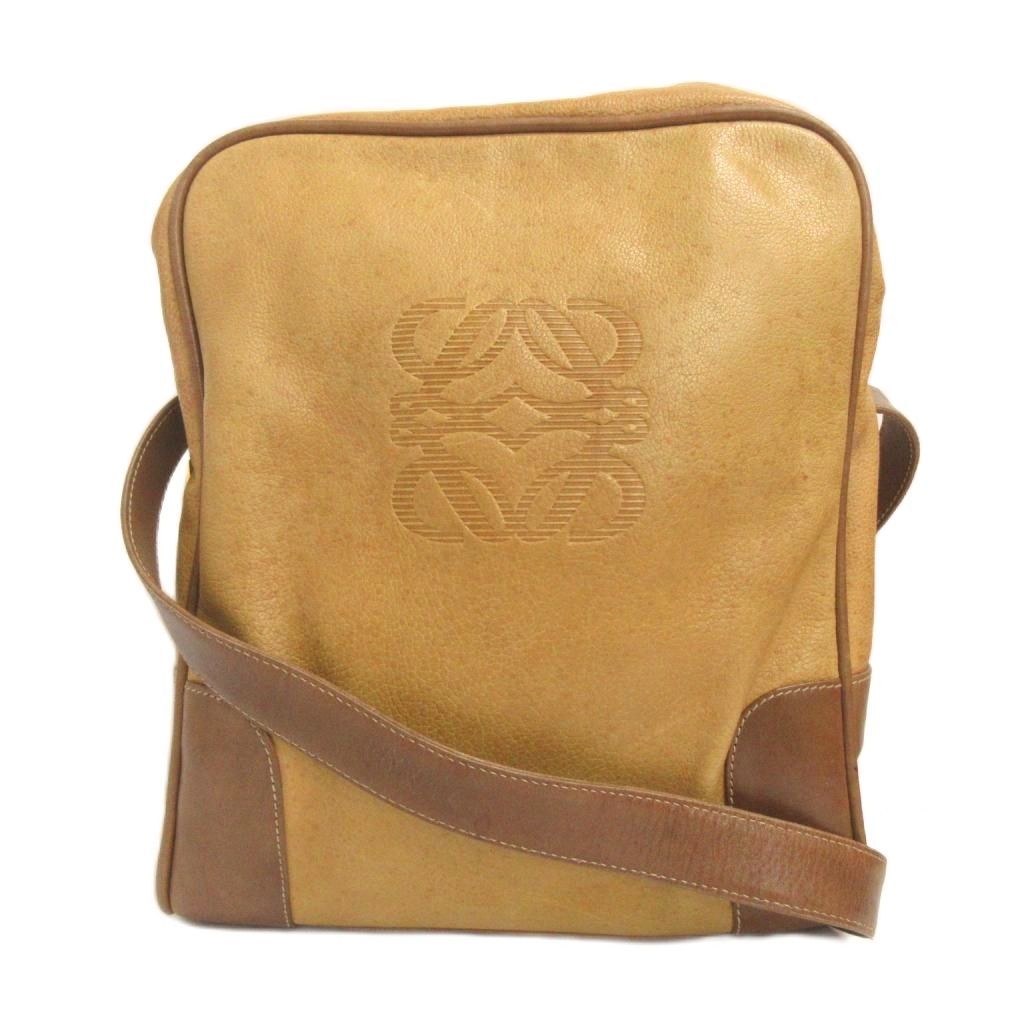 Loewe Anagram Shoulder Bag Crossbody Square Leather Beige