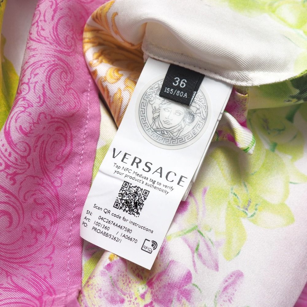 Versace Long Sleeve Shirt 36 Silk Blouse Medusa Baroque Flower Print — view 7