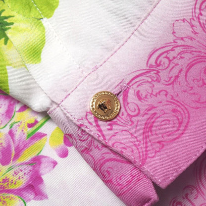 Versace Long Sleeve Shirt 36 Silk Blouse Medusa Baroque Flower Print — view 5