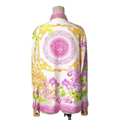 Versace Long Sleeve Shirt 36 Silk Blouse Medusa Baroque Flower Print — view 2