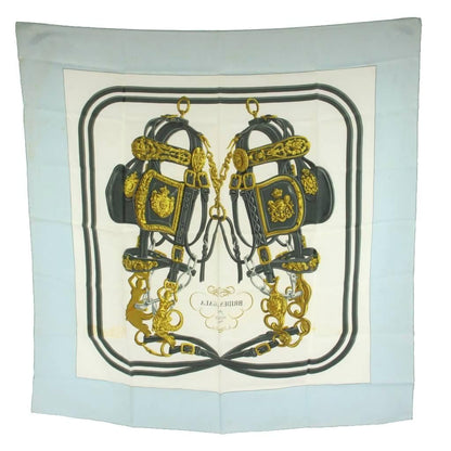Hermes Brides de Gala Carre 90 Scarf All Over Pattern Silk White Light Blue — view 2