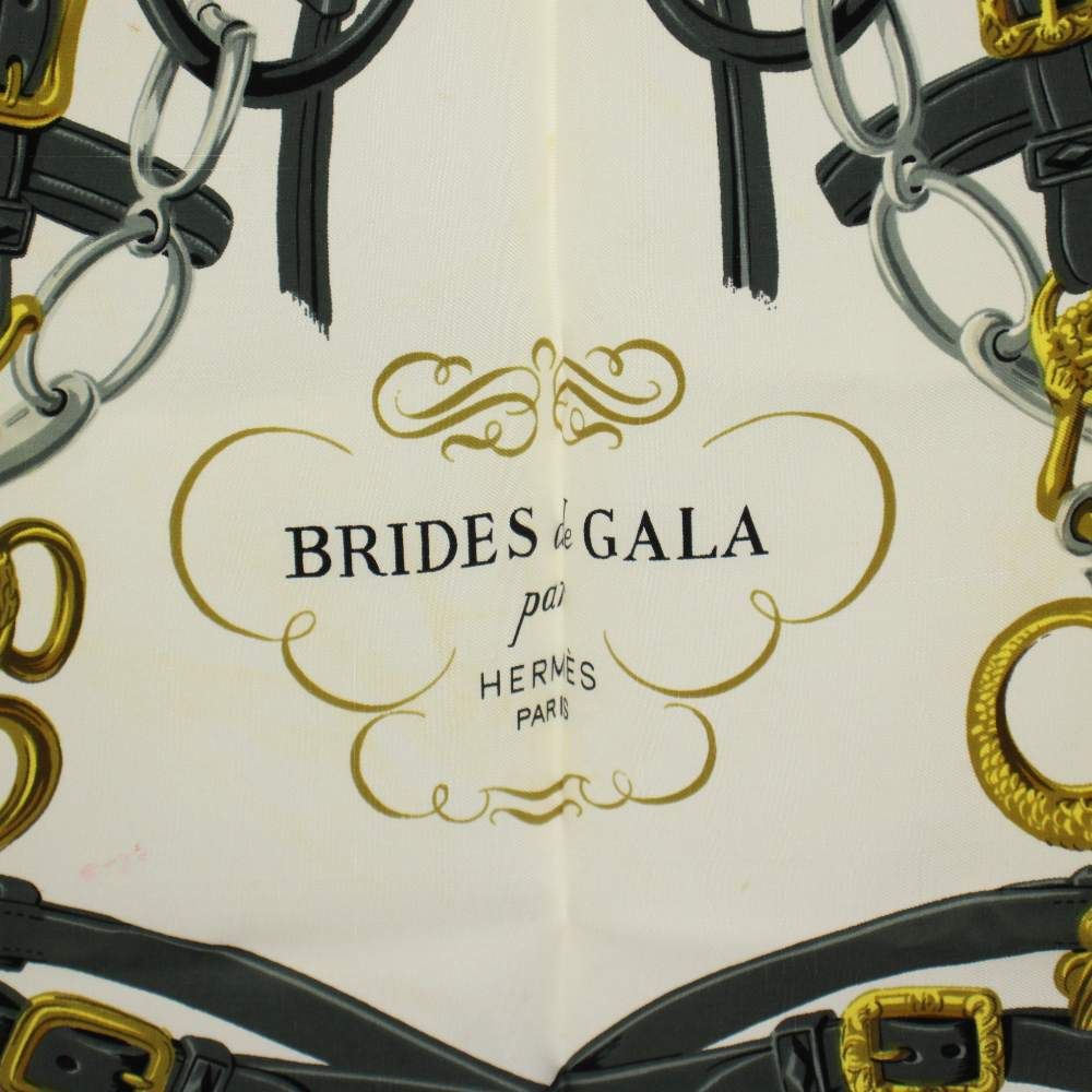 Hermes Brides de Gala Carre 90 Scarf All Over Pattern Silk White Light Blue — view 3
