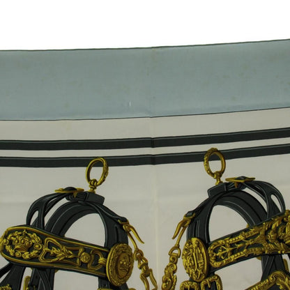 Hermes Brides de Gala Carre 90 Scarf All Over Pattern Silk White Light Blue — view 7