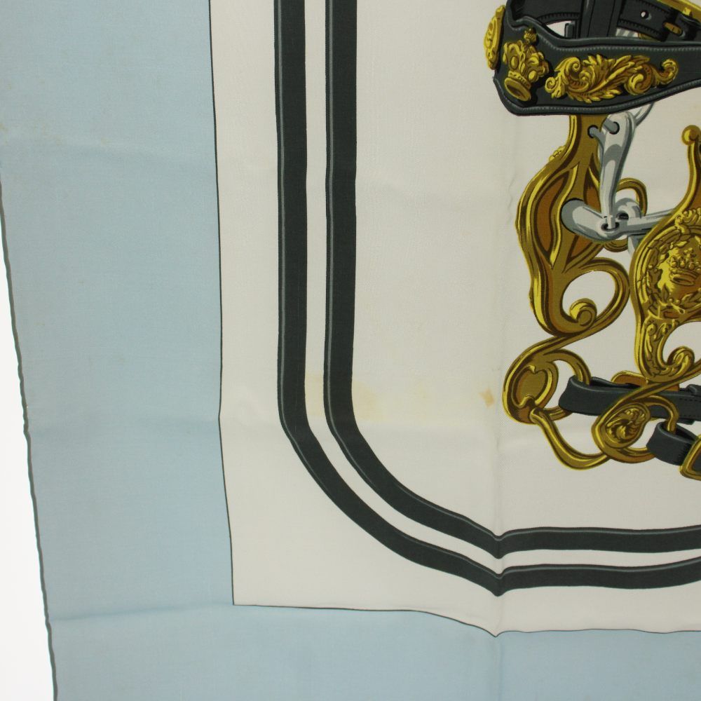 Hermes Brides de Gala Carre 90 Scarf All Over Pattern Silk White Light Blue — view 6