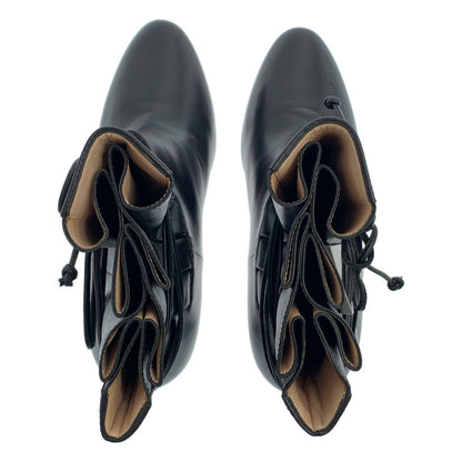 Gucci Leather GG Marmont Logo Lace Up Heels Boots Short 36 Black — view 4