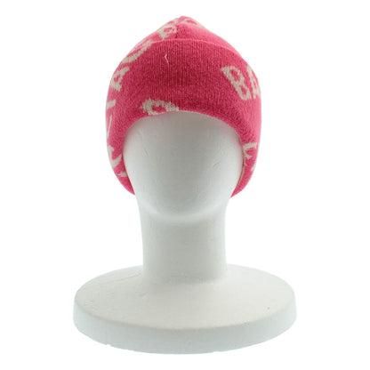 Balenciaga Wool Logo Knit Cap Beanie Hat 55 61 Pink White — view 2