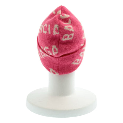 Balenciaga Wool Logo Knit Cap Beanie Hat 55 61 Pink White — view 5