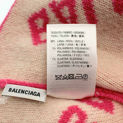 Balenciaga Wool Logo Knit Cap Beanie Hat 55 61 Pink White — view 8