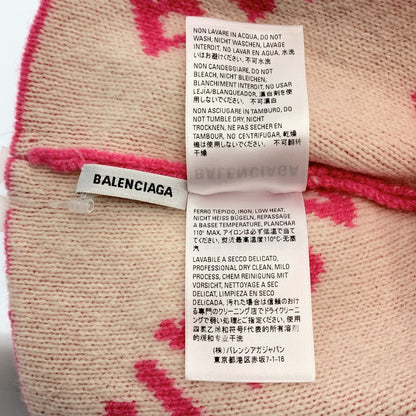 Balenciaga Wool Logo Knit Cap Beanie Hat 55 61 Pink White — view 7