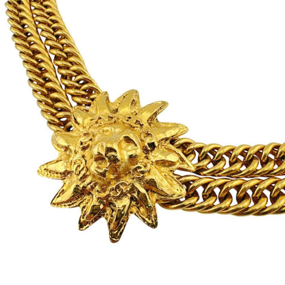 Chanel Choker Vintage Double Chain Lion Motif CC Logo Necklace