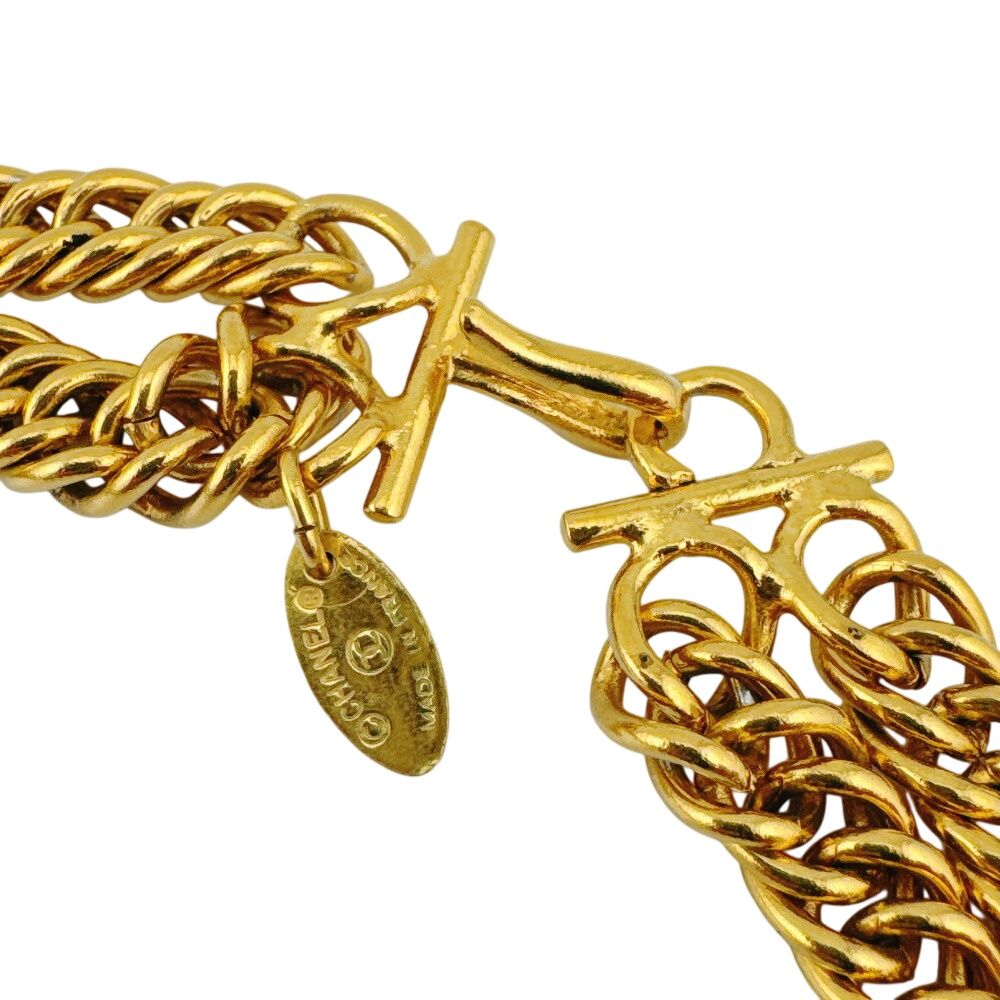 Chanel Choker Vintage Double Chain Lion Motif CC Logo Necklace — view 4