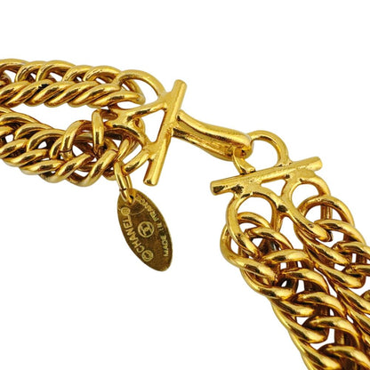 Chanel Choker Vintage Double Chain Lion Motif CC Logo Necklace — view 3