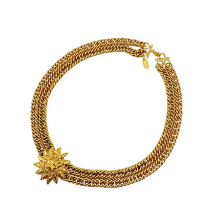 Chanel Choker Vintage Double Chain Lion Motif CC Logo Necklace — view 2