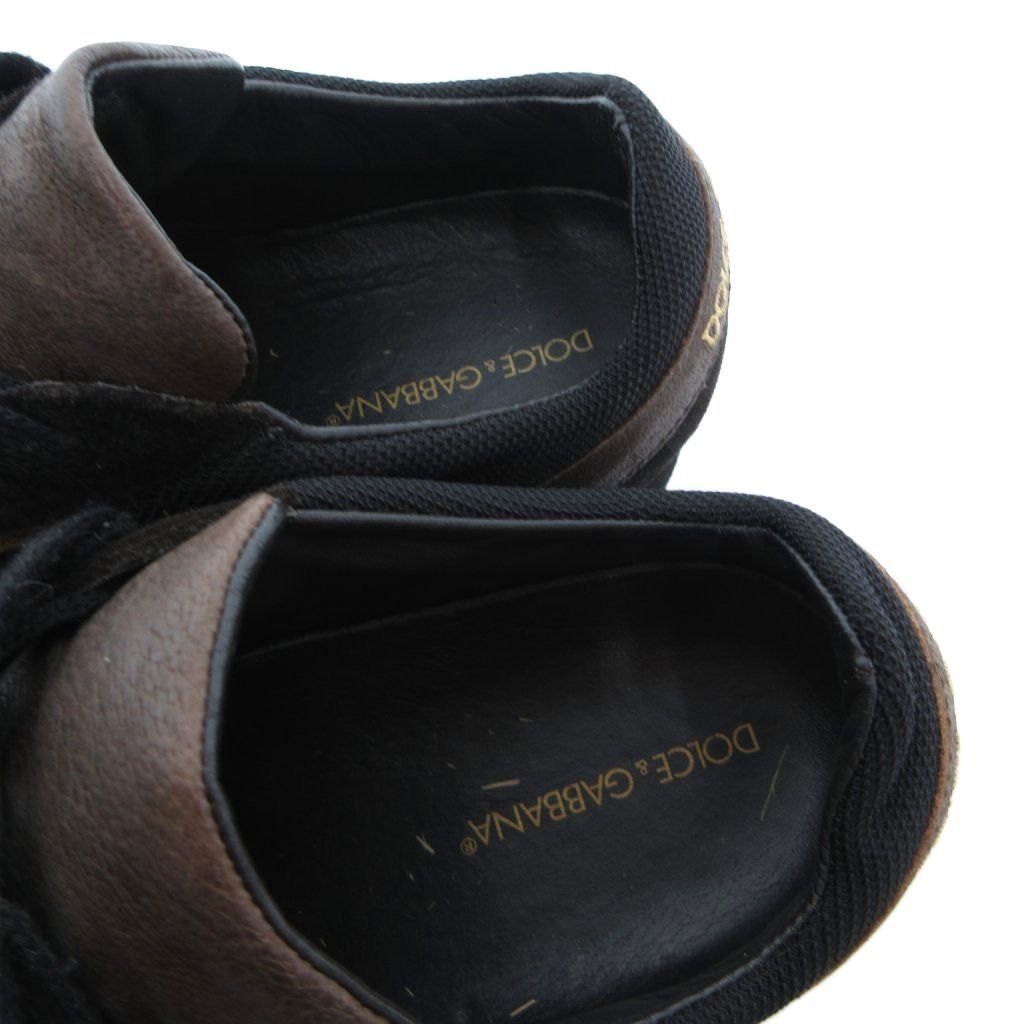 Dolce & Gabbana Leather Sneakers Shoes DG Logo 7 Brown — view 6