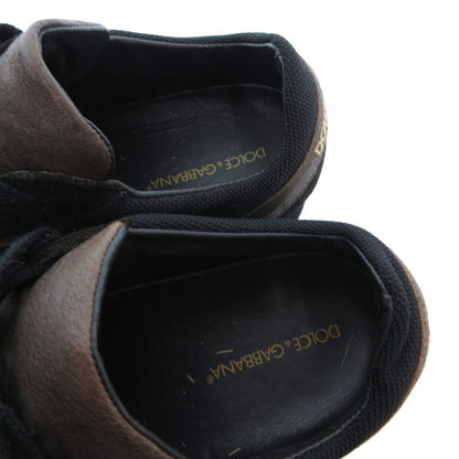 Dolce & Gabbana Leather Sneakers Shoes DG Logo 7 Brown — view 6
