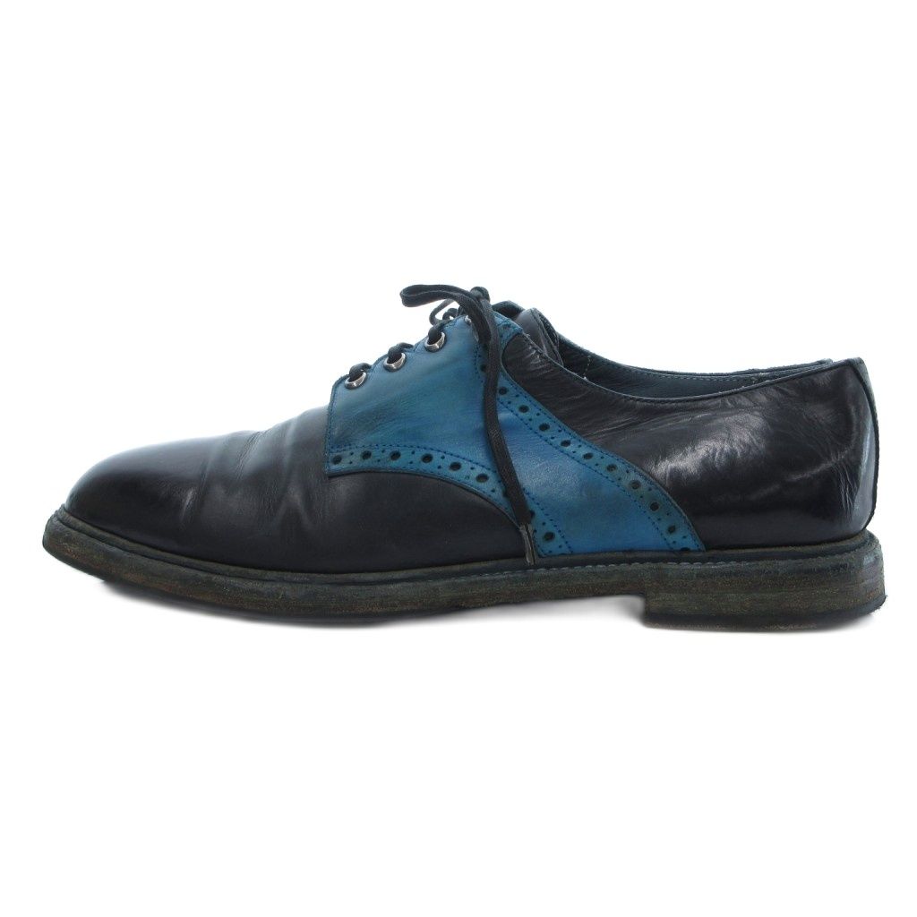 Dolce & Gabbana Leather Derby Shoes Lace Up 8 Black Blue — view 2