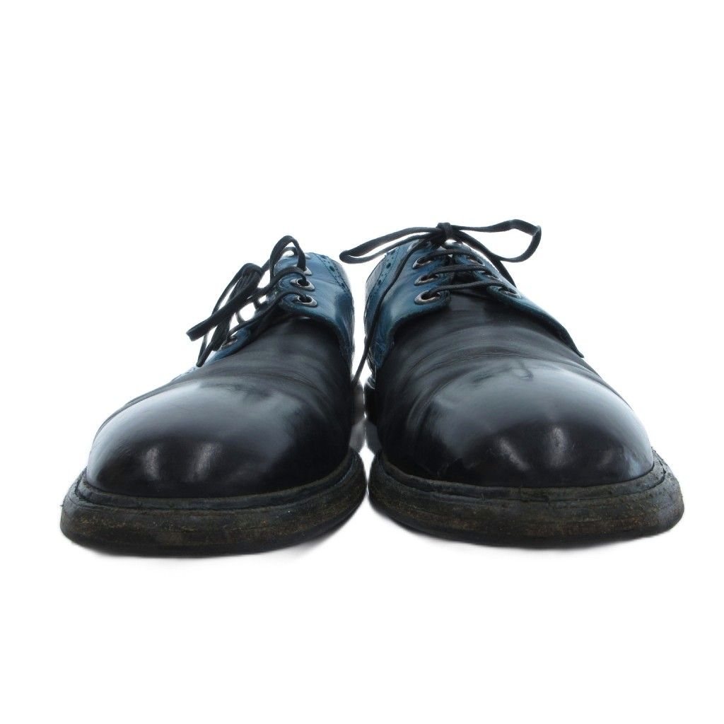 Dolce & Gabbana Leather Derby Shoes Lace Up 8 Black Blue — view 3