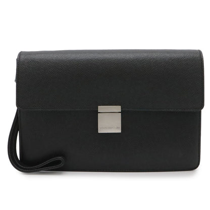 Louis Vuitton Taiga Selenga Clutch Leather Ardoise Black