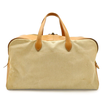 Hermes Victoria 50 Boston Bag Travel Purse Toile Ash Taurillon Clemence Beige