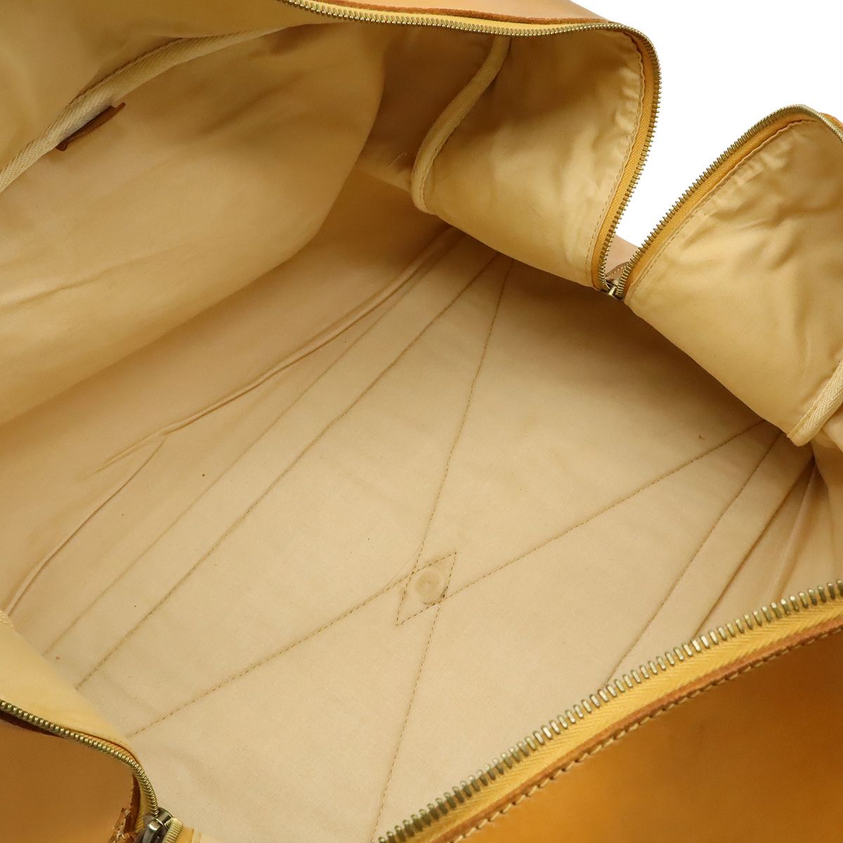 Hermes Victoria 50 Boston Bag Travel Purse Toile Ash Taurillon Clemence Beige — view 6
